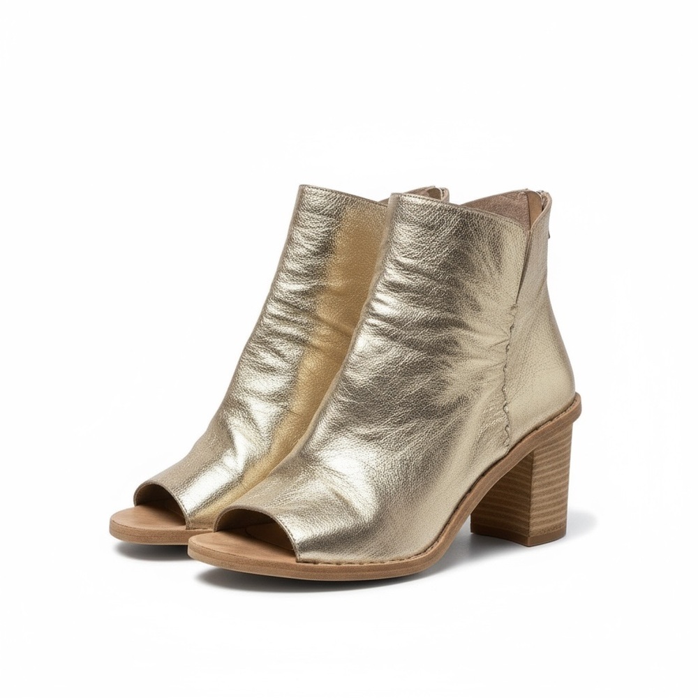 Officine Creative ✿ Handmade Open Toe Heeled Boot Sandals ✿ Metal Gold ✿ 39.5 - Picture 7 of 16